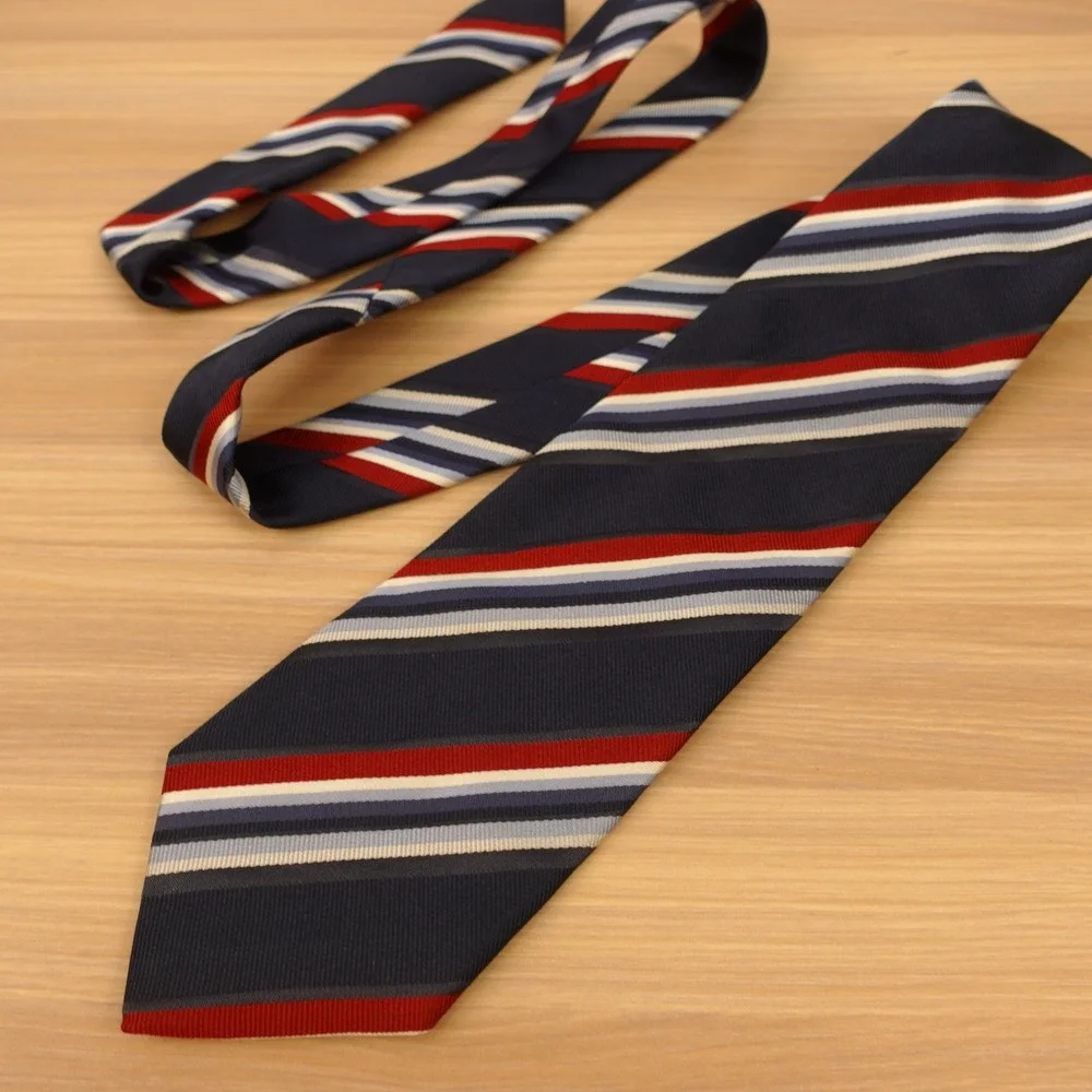Navy Repp Stripe Silk Tie Mens Blue Regimental Ivy League Prep ETERNA EXCELLENT